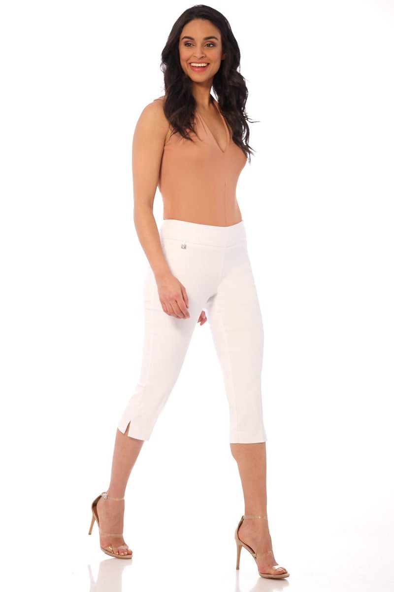 Rekucci Women's Straight Leg Comfort Capri w/Tummy Control and Secret Pocket (12, White) - Image 1